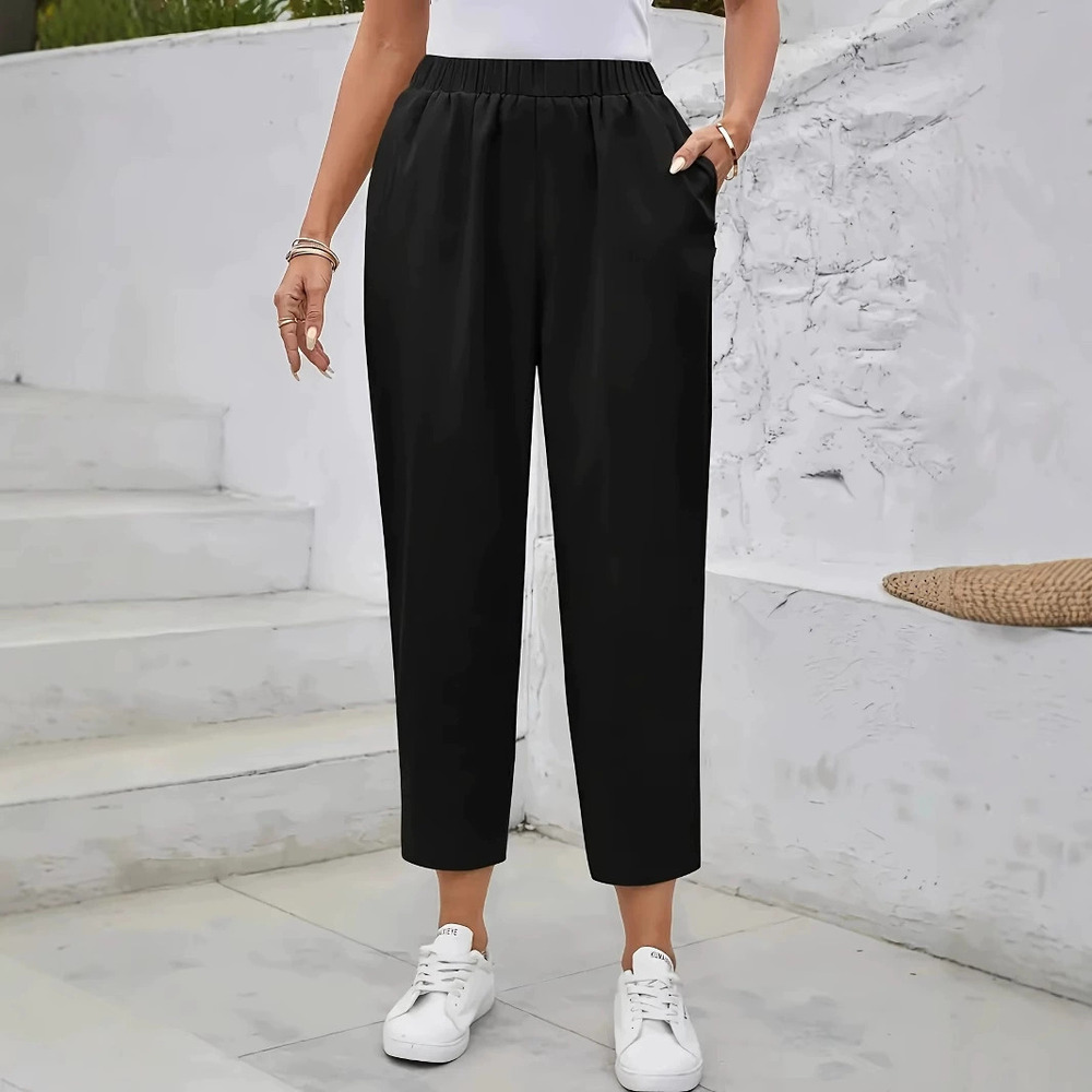 Forever 21 All Season Women's Cotton Linen Loose Fit Casual Pocket Pants